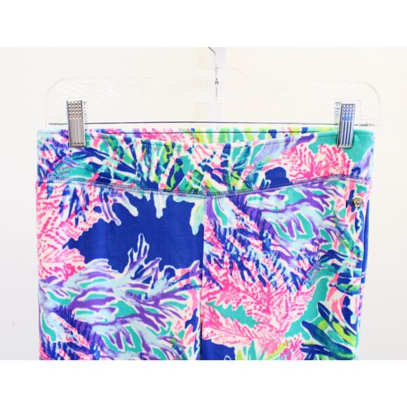 Lilly Pulitzer Jordynne Velour Multi Fan Club Pants Size XS Velvet Coral Print - Picture 4 of 7